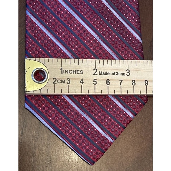Burma Bibas Red Blue 100% Silk Men’s Neck Tie Made In China - Picture 4 of 9